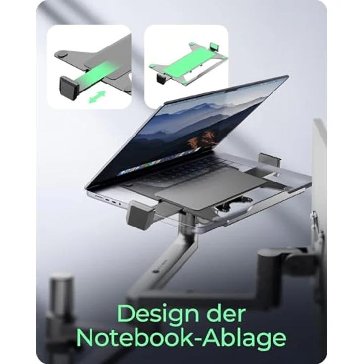 ICY BOX IB-MS622-T, Monitorständer für Monitore bis 32" & Notebooks bis 17,3", höhenverstellbar, VESA 75x75/100x100, mit Kabelmanagement und Silikonpads – Bild 4