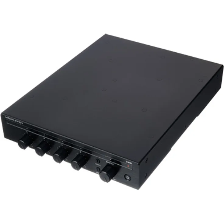 LAB Gruppen CM41, 4-Kanal Installationsmixer mit 4 Mikrofon/Line-Eingängen, Master-Lautstärkeregler und rack-montierbarem Design, schwarz