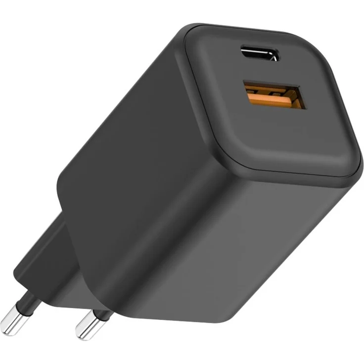 Qualo Nano PD GaN 45W USB-A USB-C Wandladegerät, schwarz, kompakt und leichtgewichtig