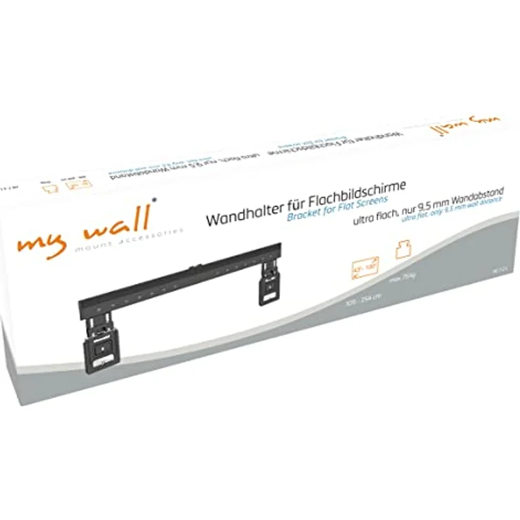 Mywall TV Wandhalterung HE7-2L für Flachbildschirme 43 - 100 Zoll, Fernsehhalterung für Wand, Belastung bis 75 kg, Universal TV Halterung Ultra Slim, Wandhalterung Fernseher 9,5 mm Wandabstand – Bild 2