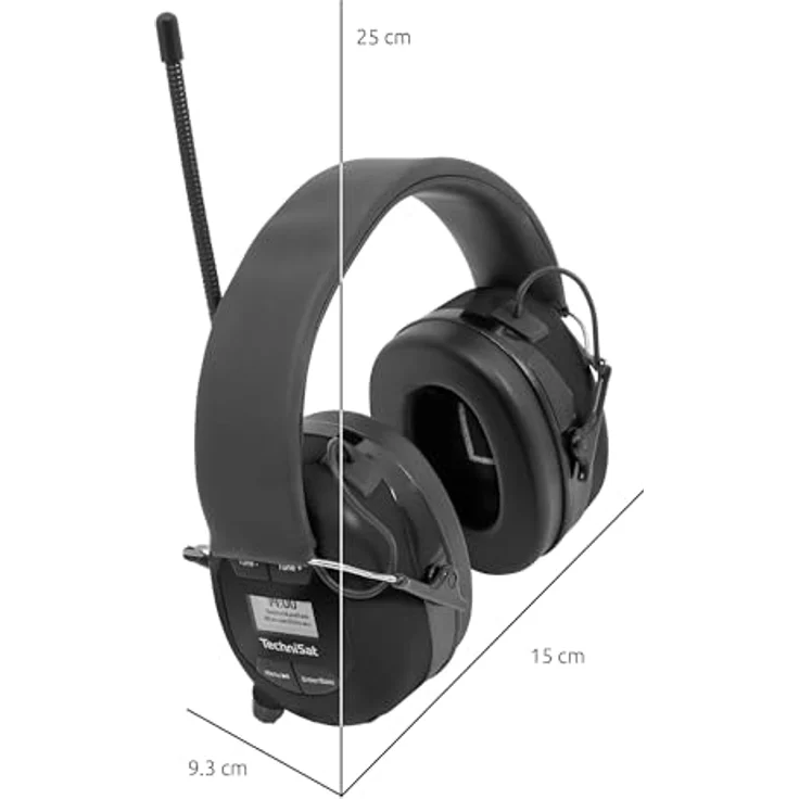 TechniSat STEREOMAN DAB+ OD - Kabelloser Stereo DAB+/FM Bluetooth-Kopfhörer mit integriertem Mikrofon und Gehörschutz, schwarz – Bild 2