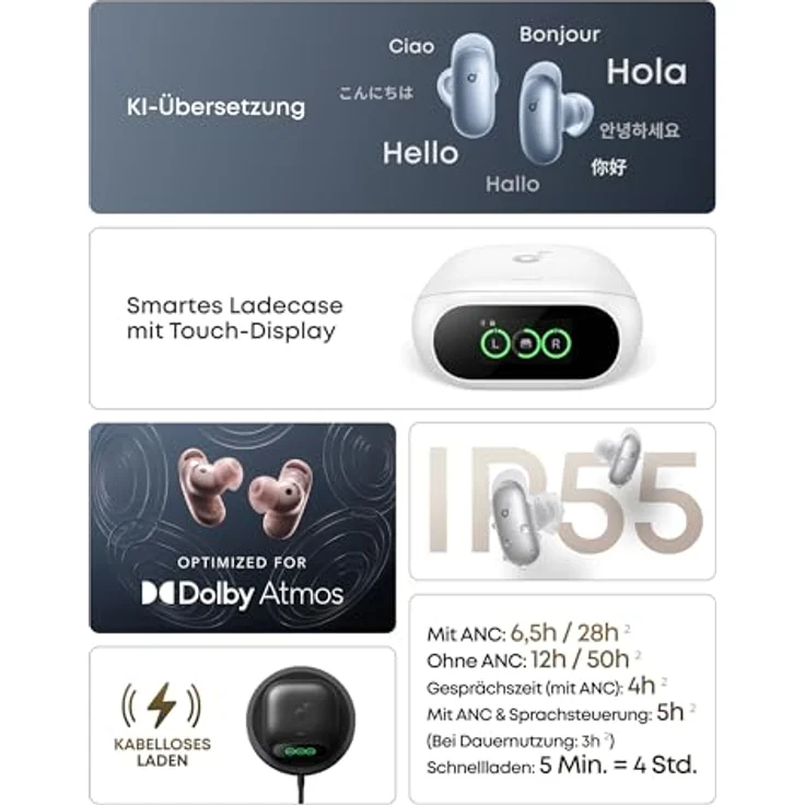 soundcore Liberty 5 Pro, Kabellose Kopfhörer mit hochwertigem Sound, Weiß – Bild 8