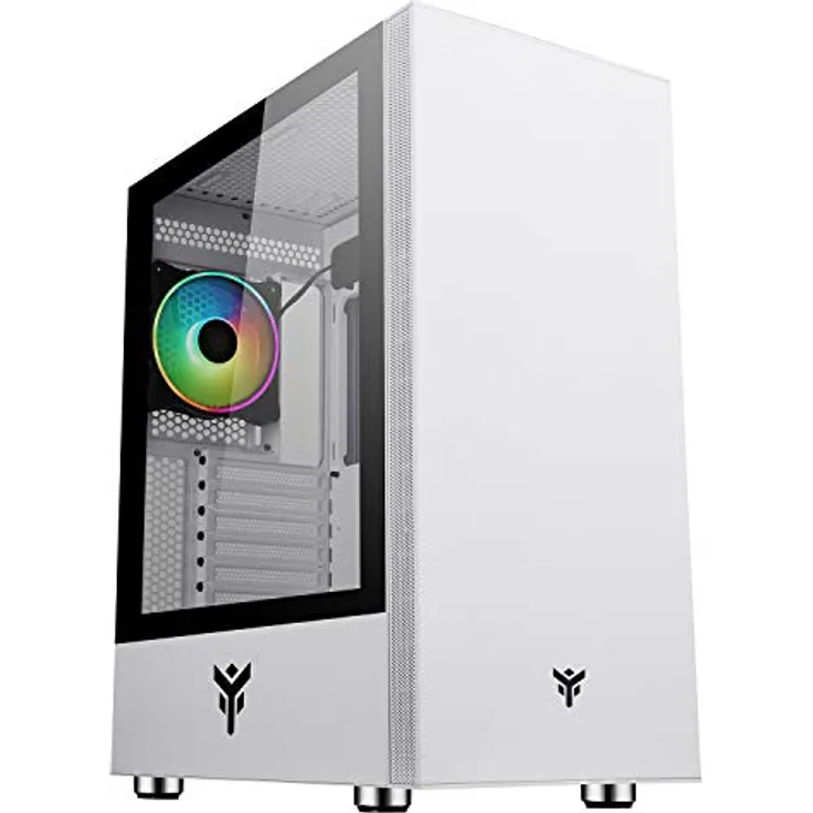 iTek VERTIBRA S210W Gaming Middle Tower 12cm ARGB Fan, 2xUSB3, Side Panel Temp Glass, White Edition, ITGCAVS210W, Weiß
