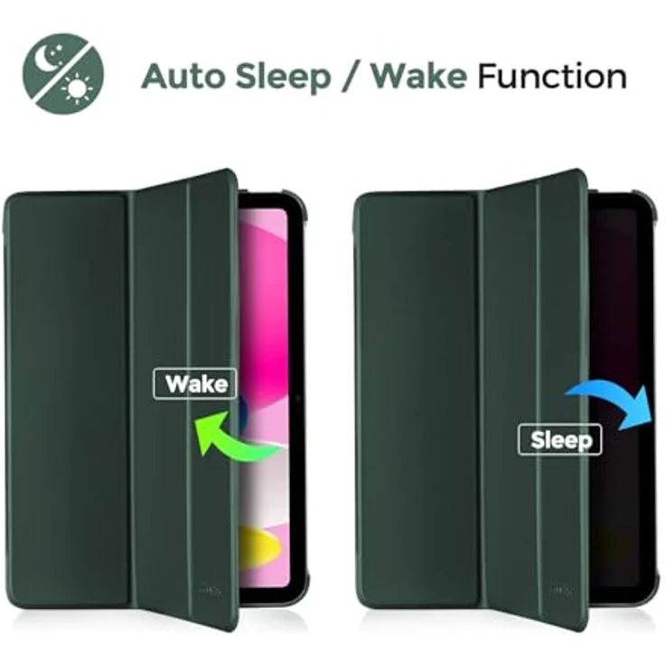 ProCase Hülle für iPad A16 11" und iPad 10. Generation, leichtes hartes Case mit Auto Wake/Sleep - Dunkelgrün – Bild 4