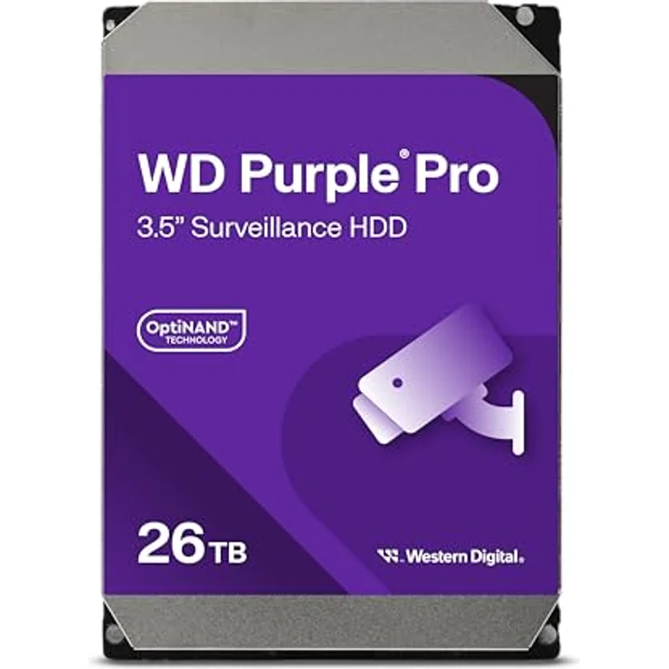 WD HDD Purple Pro 26TB, 3.5" SATA Festplatte mit 7200 U/min und 512MB Cache für Überwachungsanwendungen – Bild 1