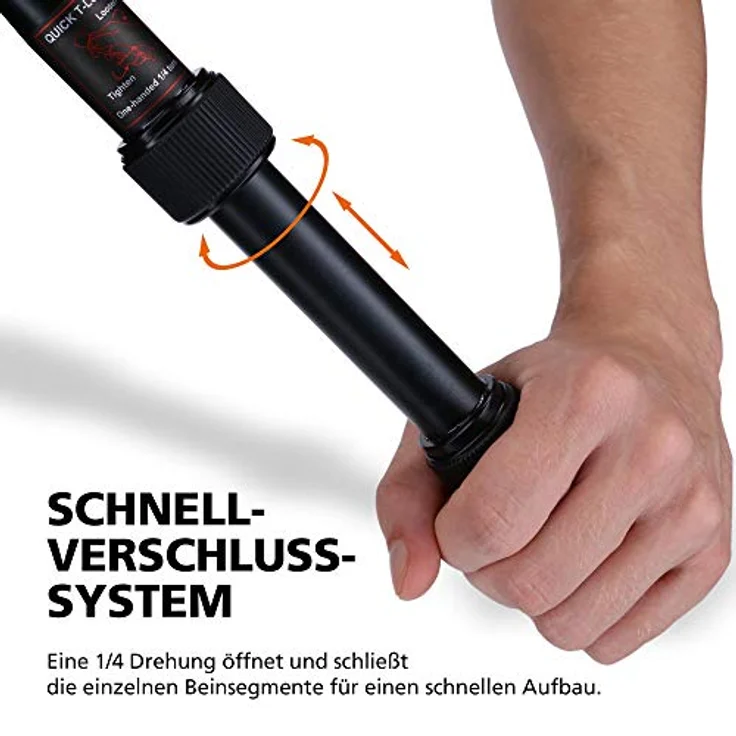 Rollei C5i-kompaktes, leichtes, allround Fotostativ aus Aluminium I 4in1 Stativ verwendbar als Dreibeinstativ, Ministativ, Makrostativ und Monopod, Arca Swiss kompatibel I inkl. Kugelkopf und Stativtasche I Titan – Bild 5