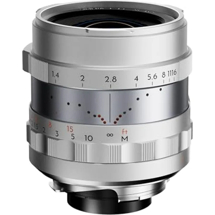 THYPOCH Simera 35mm f1.4 ASPH. für Leica M Mount, silbernes Vollformat-Objektiv mit Blendenöffnung f1.4 und Naheinstellgrenze von 0,45 m