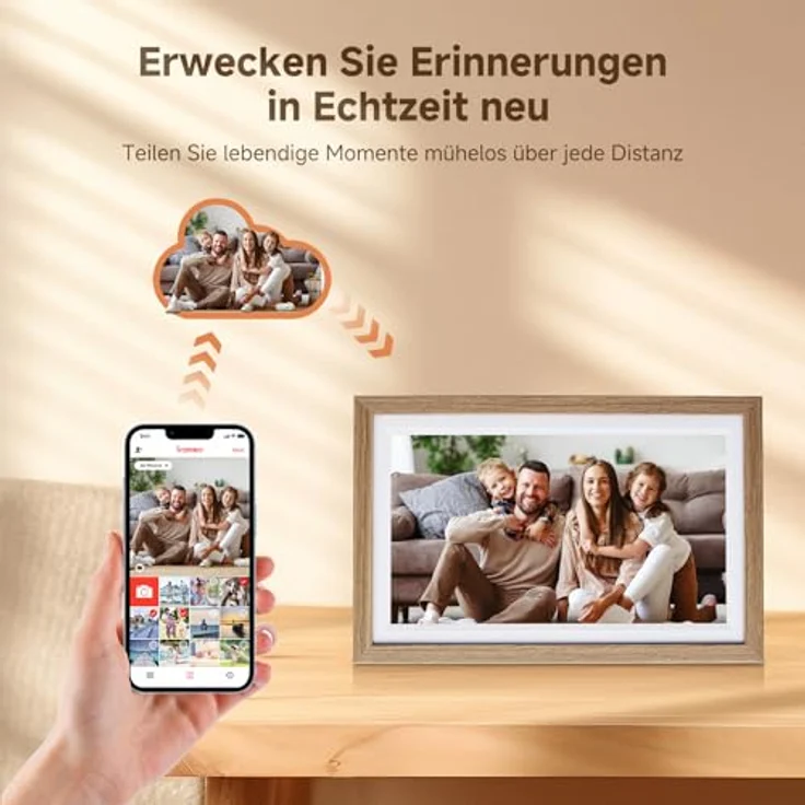 Rollei Smart Frame WiFi 152, 15,6 Zoll Digitaler Bilderrahmen mit 1920x1080 IPS Touchscreen, 32GB Speicher in Holzoptik Eiche, Frameo App Unterstützung – Bild 3
