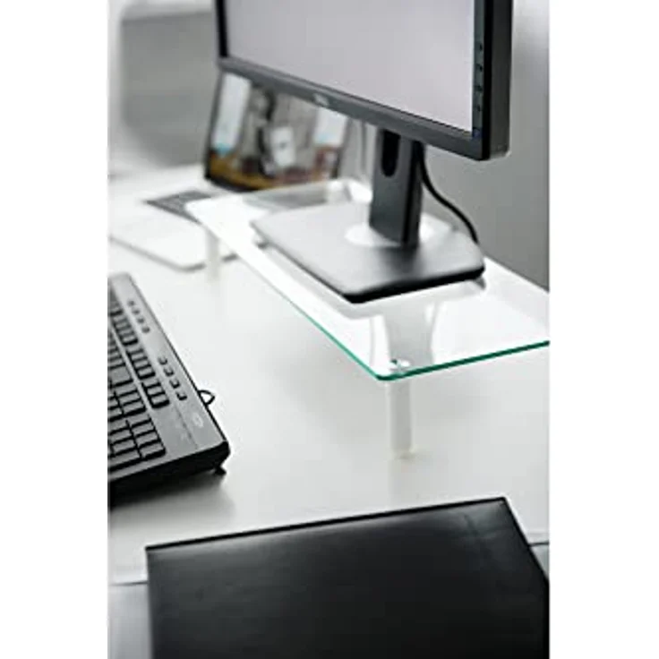 DIGITUS Universal Monitor-Erhöhung aus Glas - Bildschirm-Ständer - Traglast 20 kg - Rutschhemmend - Füße in Weiß – Bild 8