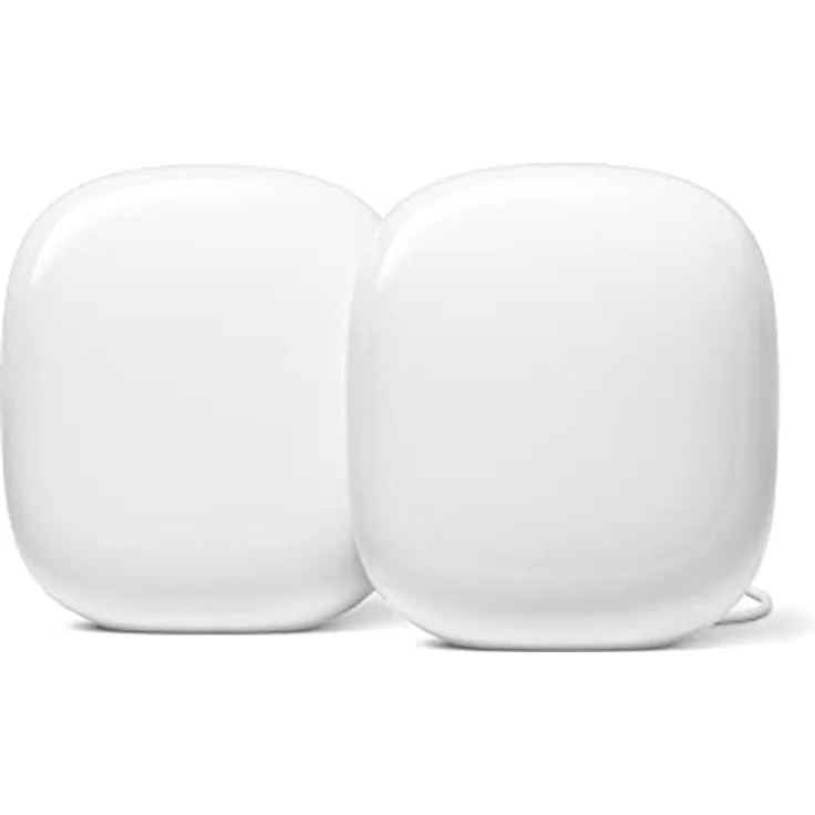 Google WiFi Pro – Wi-Fi 6E Zuverlässiges Heim-WLAN-System mit effektiver Abdeckung für Dein Zuhause Mesh-WiFi-Router Schnee, x2, GA03689-EU, 2-Pack – Bild 1