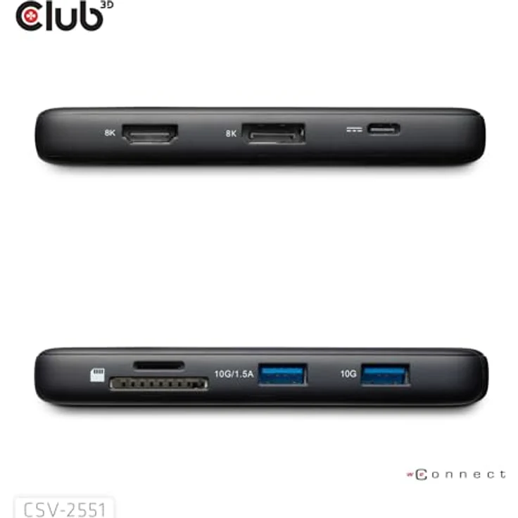 Club 3D 8-1 Portable Dock USB Type-C, 10 Gbps, HDMI und DisplayPort, 8K 30Hz, PD 100W, kompatibel mit Windows und MacOS – Bild 8