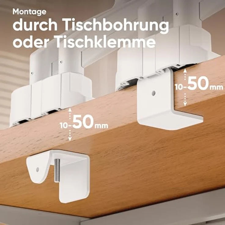ONKRON G160-BW Monitor-Halterung für 2 Monitore 13-32 Zoll, neigbar, schwenkbar, drehbar, Gasdruckfeder, Kabelmanagement, Weiß – Bild 7