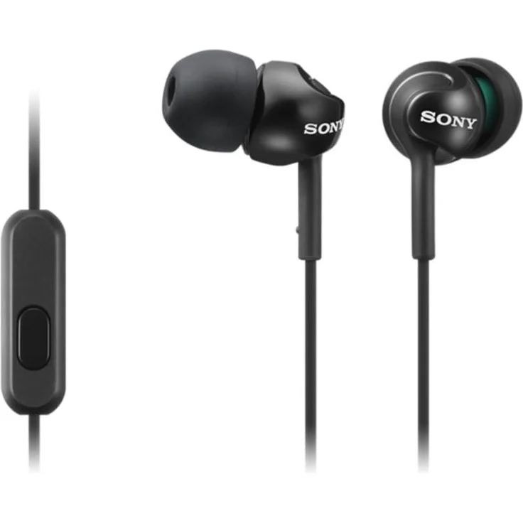 Sony MDREX110APB In-Ear Kopfhörer mit 9mm Neodym-Treibern, Pure Bass Sound, 3.5mm Klinke, Mikrofon, Smartphone-Fernbedienung, schwarz