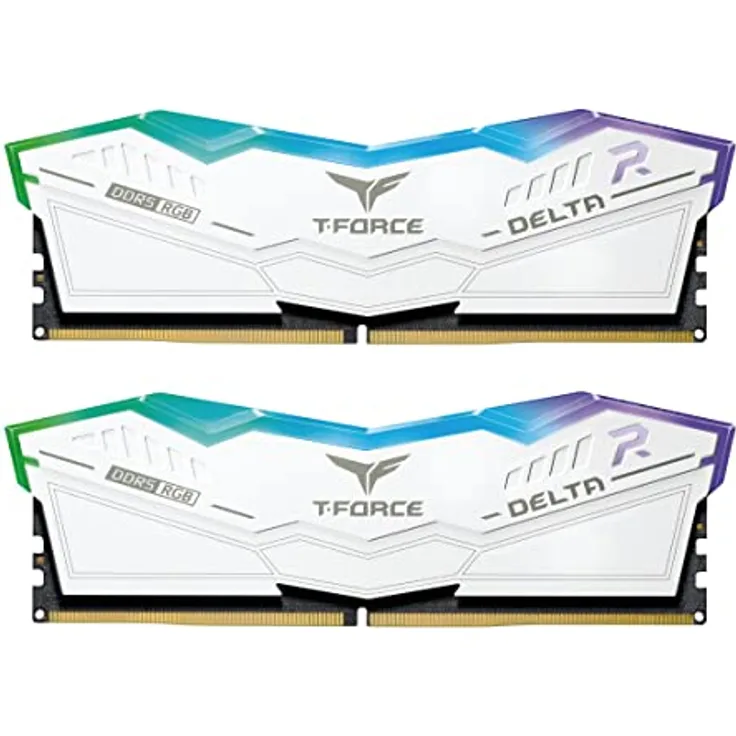 TEAMGROUP T-Force Delta RGB DDR5 Ram 32GB (2x16GB) 6000MHz PC5-48000 CL30 Intel XMP 3.0 & AMD Expo kompatibles Desktop-Speichermodul RAM Weiß mit ultraweiter RGB-Beleuchtung