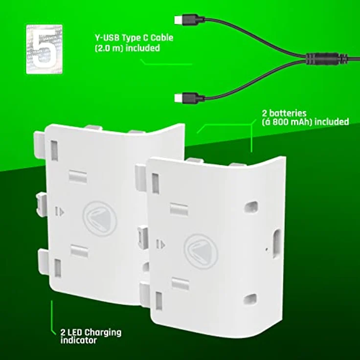 Snakebyte BATTERY:KIT SX, 2 AKKUS für XBOX Series X, weiß – Bild 5