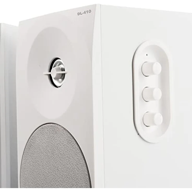 Woxter Dynamic Line 410 White - 2.0 Stereo-Lautsprecher (angetrieben mit 150W Leistung, Holz, 4, Woofer, 2 Hochtöner, 3,5 mm, RCA, Bassreflex-Control (Lautstärke, Höhen, Bass), weiß – Bild 10