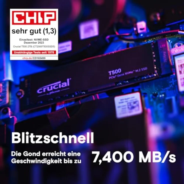 Crucial T500 SSD 4TB PCIe Gen4 NVMe M.2 Interne SSD, bis 7000MB/s, für Gaming und Programme, Microsoft DirectStorage - CT4000T500SSD3 – Bild 2