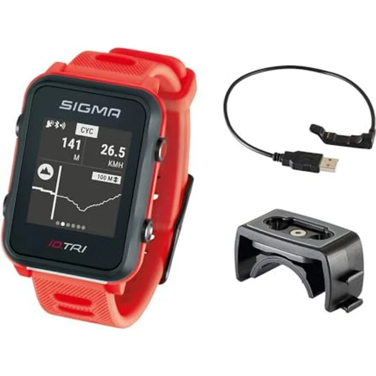 Sigma iD.TRI Multifunktions Sportuhr Handgelenk Pulsmessung Unisex, Einheitsgröße, Rot – Bild 2