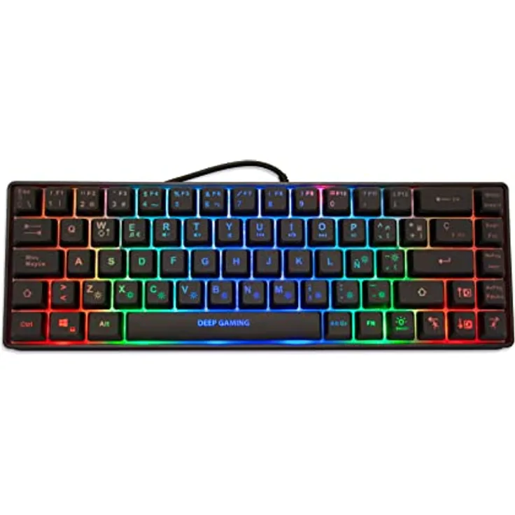 DeepGaming TM065 – 65% RGB-Tastatur mit mechanischer Tastatur-Lautstärke und Membranweichheit, 69 Tasten (19 Anti-Ghosting), 10 Beleuchtungsmodi, TKL, Verkabelt USB.