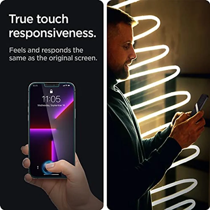 Spigen Glas.tR EZ Fit Sichtschutz Schutzfolie kompatibel mit iPhone 14 Plus, iPhone 13 Pro Max, 2 Stück, Privacy Schutz, Kratzfest, 9H Härte Folie – Bild 4