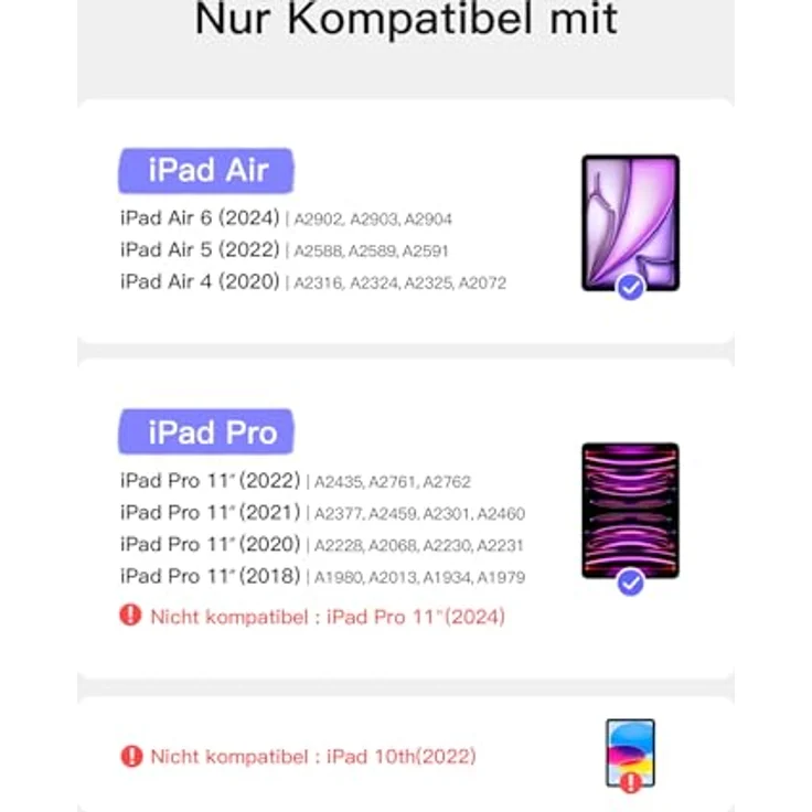 Inateck Magnetische Tastatur hülle für iPad Air 11 Zoll 2024 (M2), iPad Air 5/4 Gen 2022,Magic Keyboard für iPad Pro 11 Zoll 4/3/2/1, 7-Farbige Hintergrundbeleuchtung,KB09119 – Bild 2