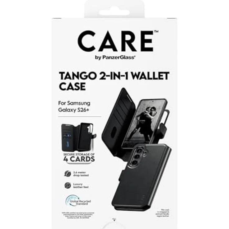 Care™ by PanzerGlass® Case Tango 2-in-1 Wallet für Samsung Galaxy S26+, stoßfest, luxuriöses Ledergefühl, bis 2,4 Meter Fallhöhe getestet, FSC-zertifizierte Verpackung – Bild 3