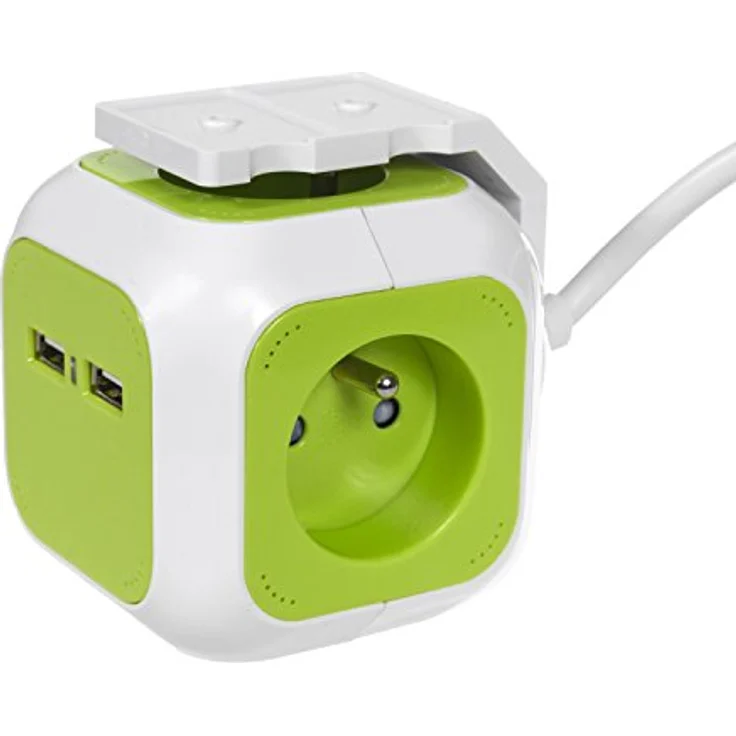 GreenBlue gb118 MagicCube Steckdose Fach, 4-fach mit 2 USB-Anschlüssen und 1,4 m Kabellänge – Bild 3