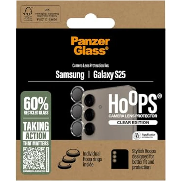 PanzerGlass Hoops™ Transparent Lens Protector für Samsung Galaxy S25, kratz- und stoßfester Kameraschutz mit anpassbarem Design – Bild 3