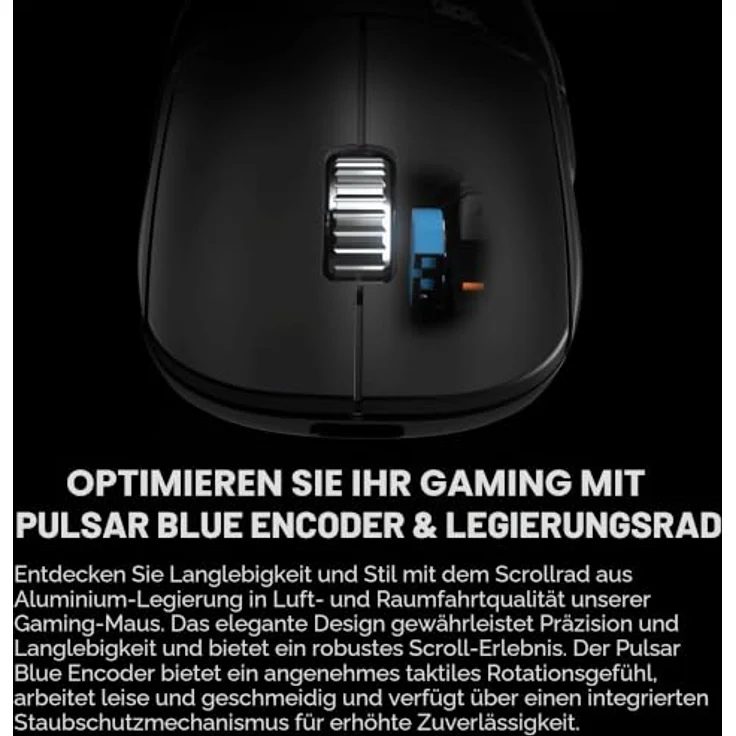 Pulsar Gaming Gears X2A ES kabellose Gaming-Maus, beidhändig, optischer Schalter, OLED-Display, PAW3395-Sensor, 100-Stunden-Akku, 4K-Dongle, schwarz, medium – Bild 5