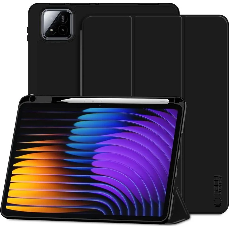Tech-Protect SmartCase Pen für Xiaomi Pad 7 / 7 Pro, Tablet Hülle mit Stylus-Fach und Faltabdeckung, schwarz