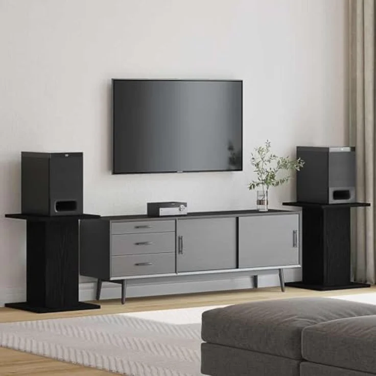 vidaXL Lautsprecherständer 2er Set, Schwarz Eichen-Optik, 30 x 30 x 40 cm, modernes Wohnzimmermöbel, vibrationsreduzierend, ideal für Heimkinos – Bild 2