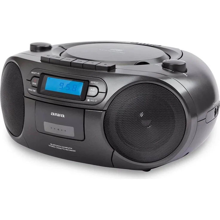 Aiwa BBTC-550BK, Boombox CD-Radio mit digitalem Tuner, 6 W RMS Leistung, Schwarz
