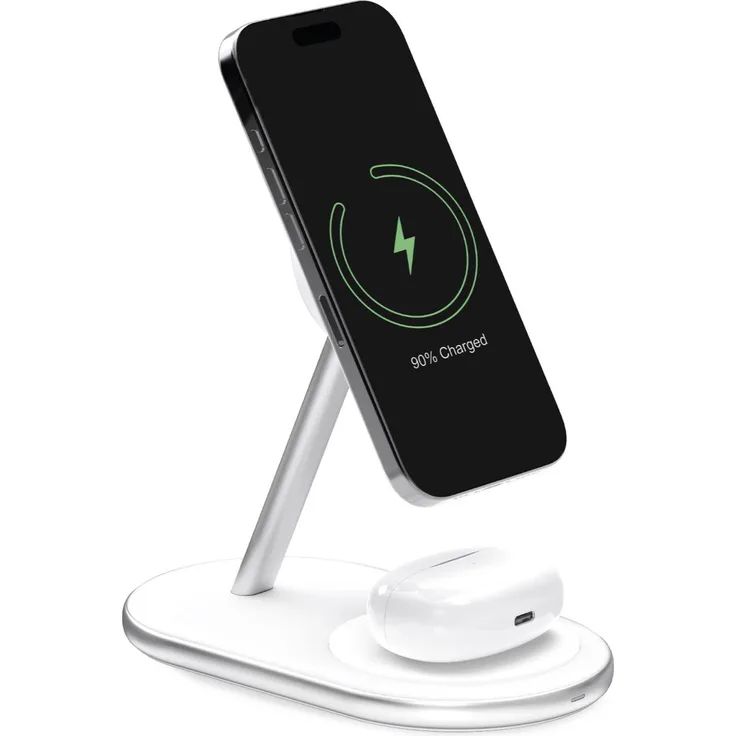 Puro 2in1 Mag Station, Kabellose Ladestation für Telefon und Kopfhörer, 15 W, Weiss