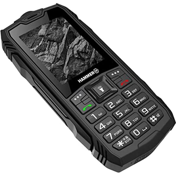 Hammer H Rock Handy ohne Vertrag, 2.4 Zoll Farbdisplay, Robust, Mega Batterie 1800 mAh, (IP68), Stoßfest, Baustellen Tasten, Taschenlampe, Dual SIM, Tastenhandy - Schwartz – Bild 4
