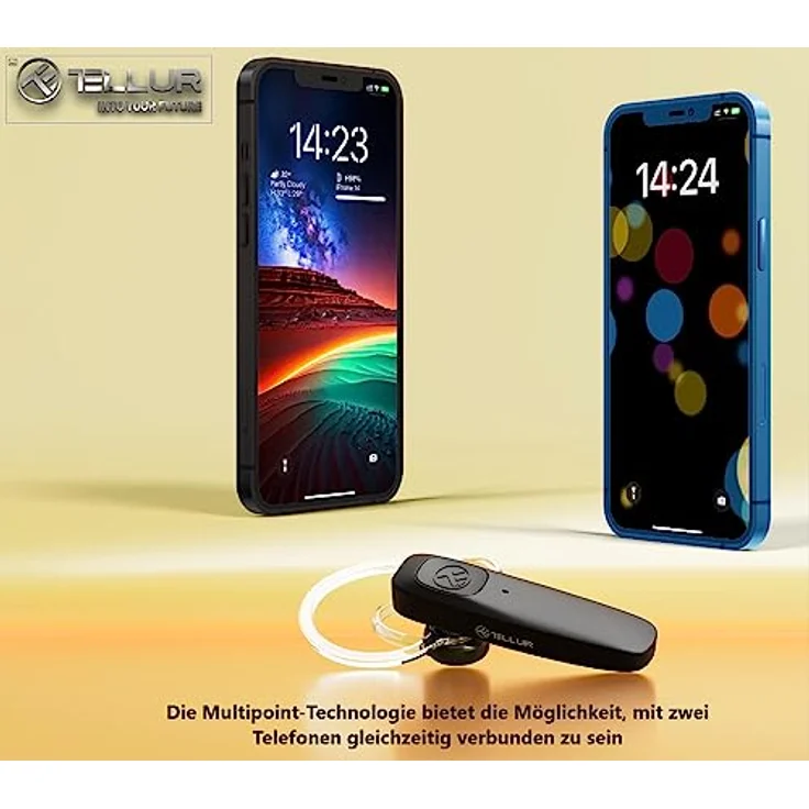 Tellur Vox 155 Black, Bluetooth Headset mit Aktiver Geräuschunterdrückung und 9h Akkulaufzeit, Kabellos, Schwarz – Bild 7
