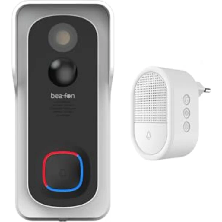 Beafon Visitor 2V - Set Outdoor Videotürklingel mit Winkeladapter + Indoor Glocke Chime, IP 54, 3MP Kamera, 6700 mAh Akku, 145° Weitwinkel – Bild 2