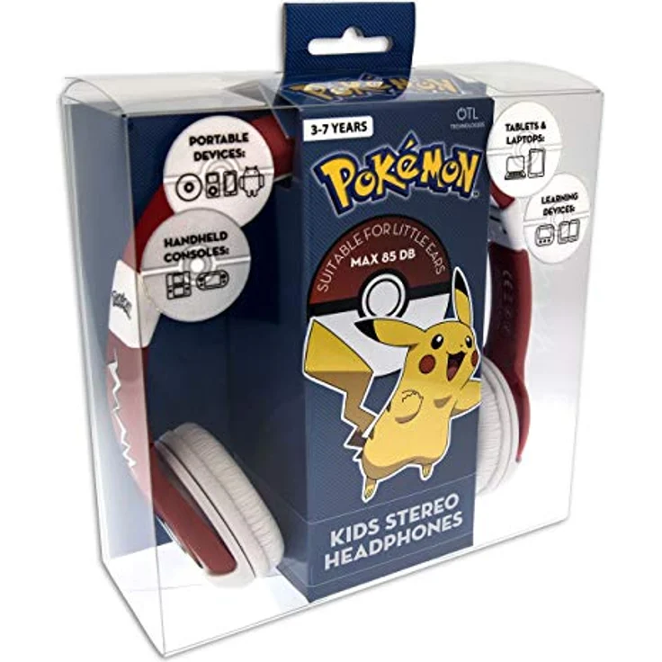 OTL Technologies JUNIOR Kinder Kopfhörer Pokemon Pokeball (gepolsterte Bügel, Lautstärke Begrenzung auf 85 dB, buntes Comic Design, für Jungen und Mädchen) Rot-Weiß – Bild 3
