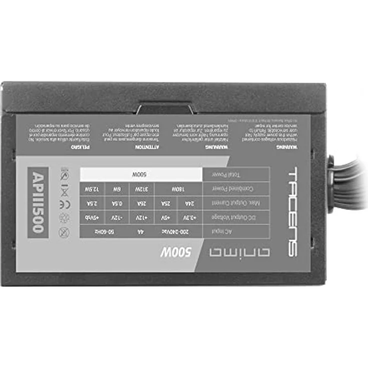 Tacens Anima APIII500, Netzteil PC ATX 500W, SMD Technologie 85% Bronze 12V, Ultra-leiser 12cm Lüfter, Schwarz – Bild 4