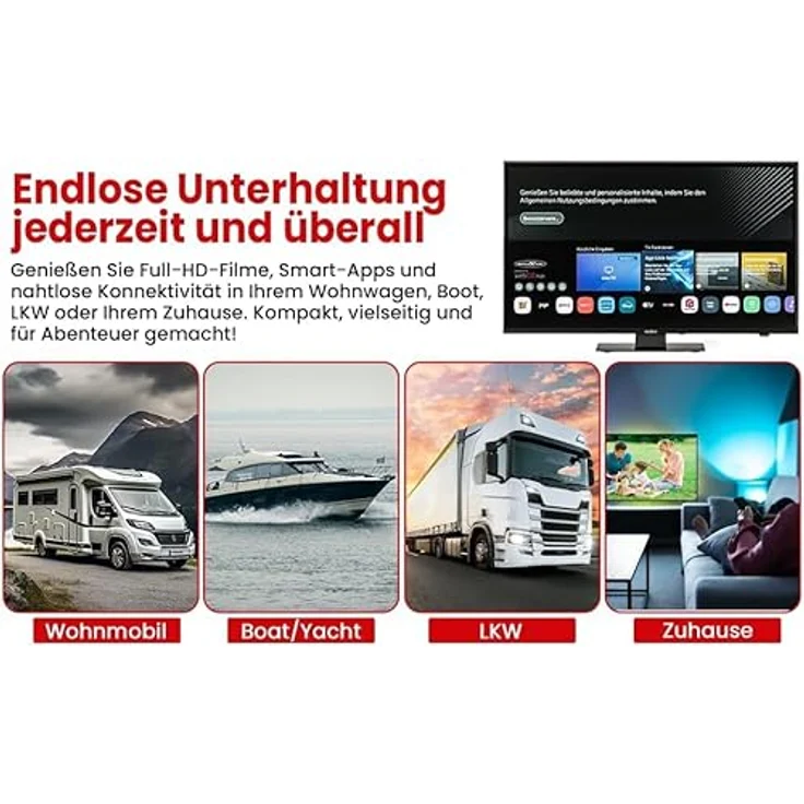 Reflexion LDDX19IBT Black, 19 Zoll Smart TV mit integriertem DVD-Player, geeignet für Caravan 12/24/230 Volt – Bild 9