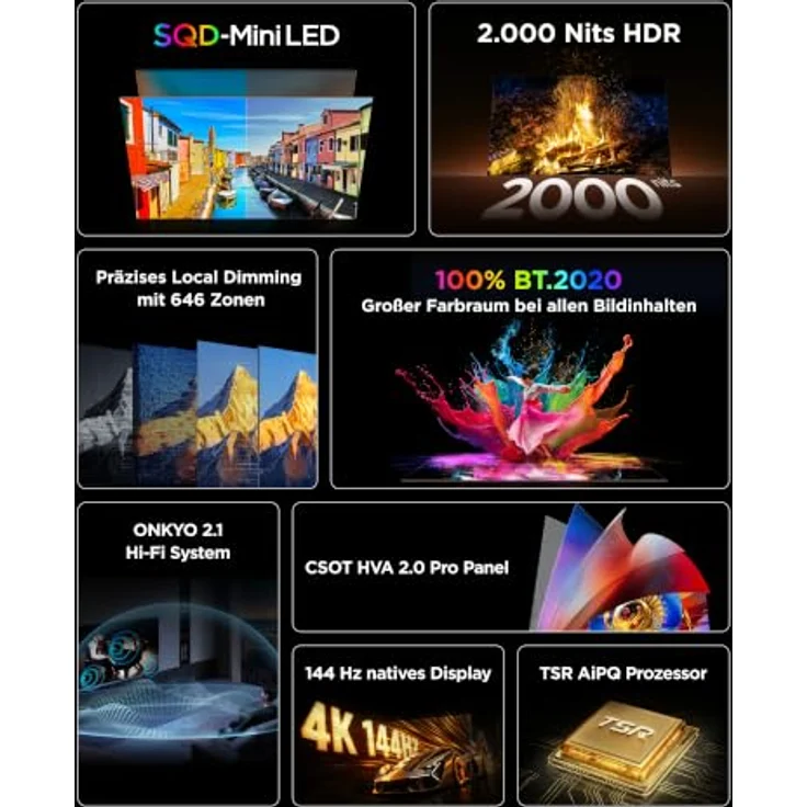 TCL Q7 85Q7D Pro, 85 Zoll 4K Ultra HD Mini LED Smart-TV mit Dolby Atmos, WLAN, 3840 x 2160 Pixel – Bild 10