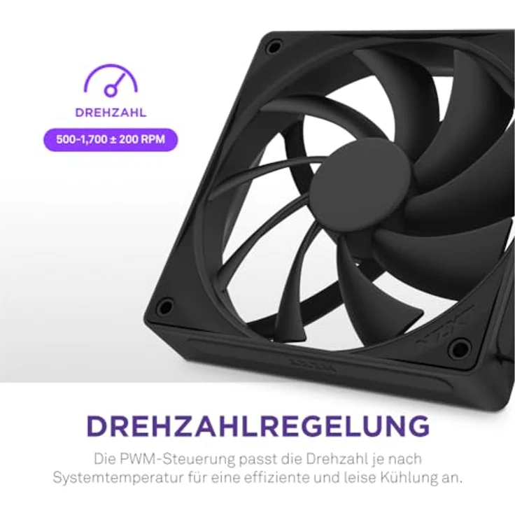 NZXT F120Q V2, 120mm Gehäuselüfter mit hydrodynamischen Gleitlagern und PWM-Steuerung, schwarz – Bild 6