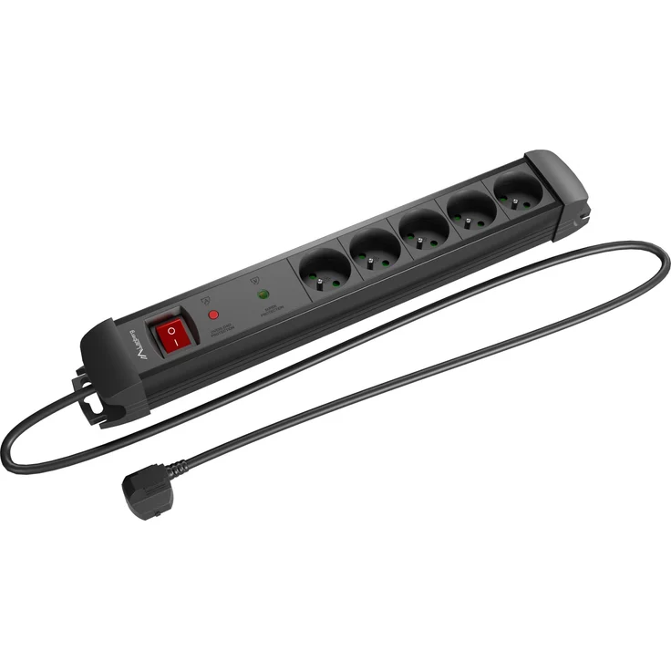 Lanberg SP1 5 Gniazd PL, Steckdosenleiste mit Überspannungsschutz, 5 Steckdosen, 1,5 m, 10 A, integrierte LED Anzeige