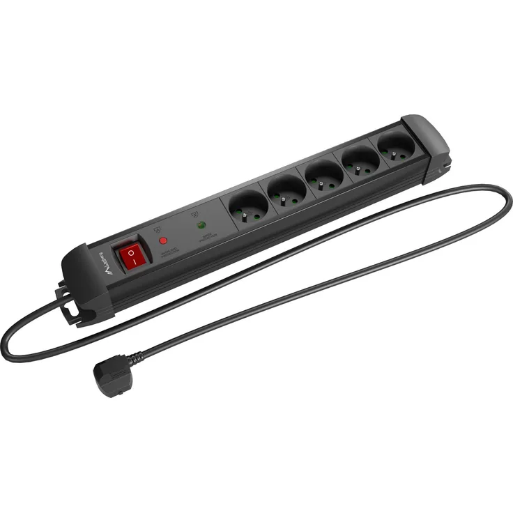 Lanberg SP1 5 Gniazd PL, Steckdosenleiste mit Überspannungsschutz, 5 Steckdosen, 1,5 m, 10 A, integrierte LED Anzeige