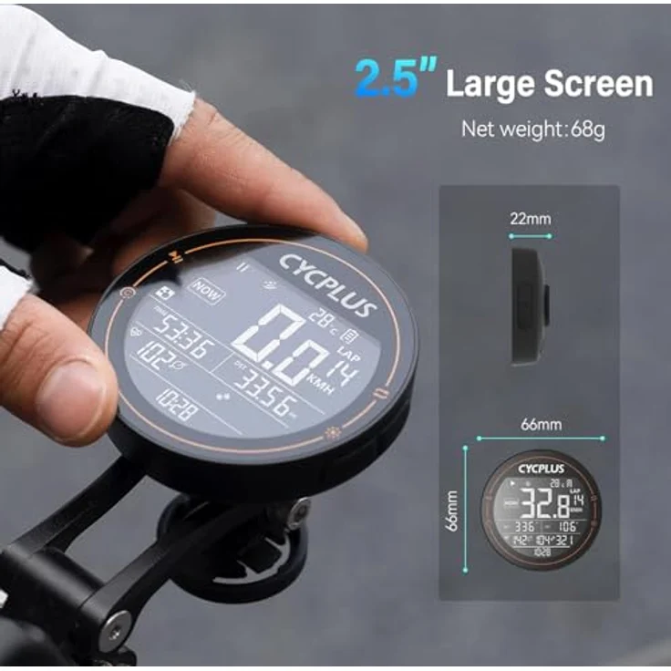 CYCPLUS Fahrradcomputer GPS Fahrradtacho Kabellos, Wasserdicht IPX6 Fahrrad Computer ANT+ Drahtloser Radcomputer, Rennrad Bluetooth 5.0 und Kilometerzähler, kompatibel mit Strava, Schwarz – Bild 2