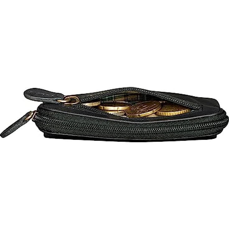 Benthill Schlüsseltasche Echt-Leder mit 2 Schlüsselringen - Schlüsseletui mit Kartenfach - Schlüsselanhänger mit Kleingeldfach, Farbe:Schwarz – Bild 5