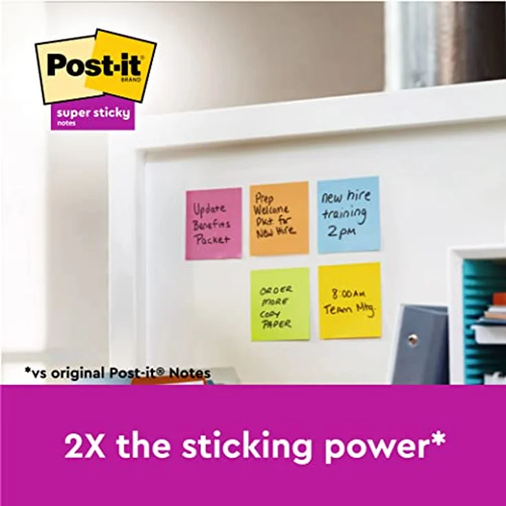 Post-it Notes Super Sticky Haftnotizblock Soulful Collection, 47,6x47,6mm, 90 Blatt, bunt (blau, grün, rosa, lavendelfarben) – Bild 2