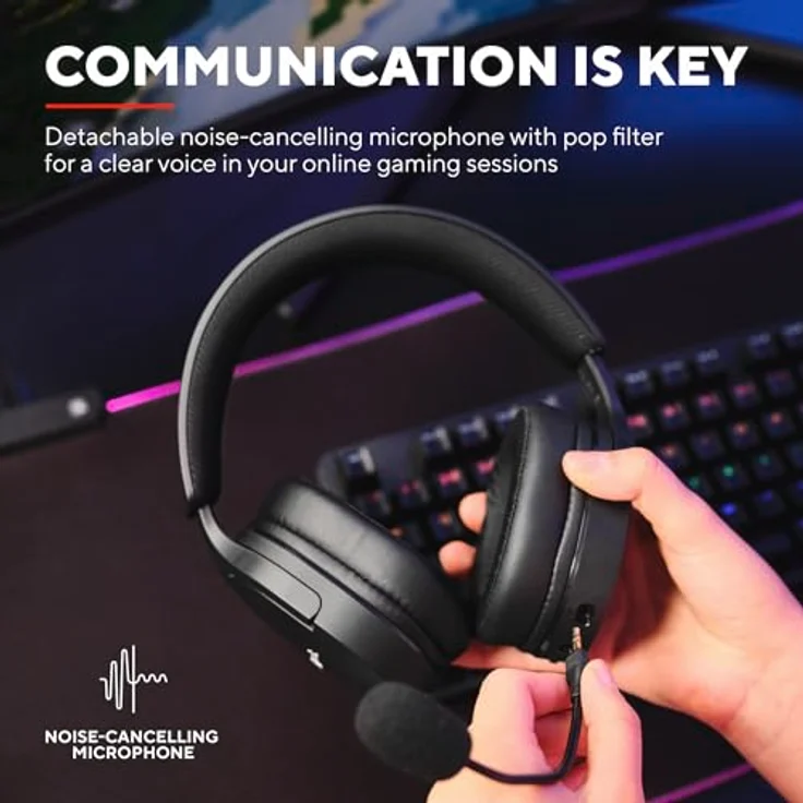 Trust Gaming GXT 491 Fayzo 7.1 Gaming Headset Bluetooth + RF 2.4 GHz, 22 Stunden Akkulaufzeit, 85% Recyclingkunststoff, RGB Over-Ear Kopfhörer Kabellos Bluetooth PC PS5 PS4 Switch - Schwarz – Bild 5