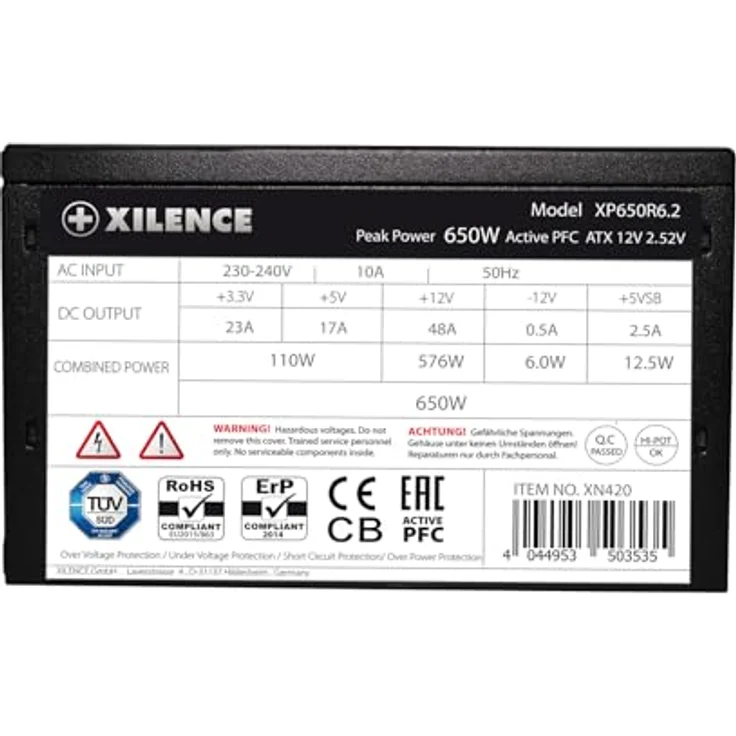 Xilence XP650R6.2 Gaming 650W ATX PC Netzteil, Schwarz – Bild 6