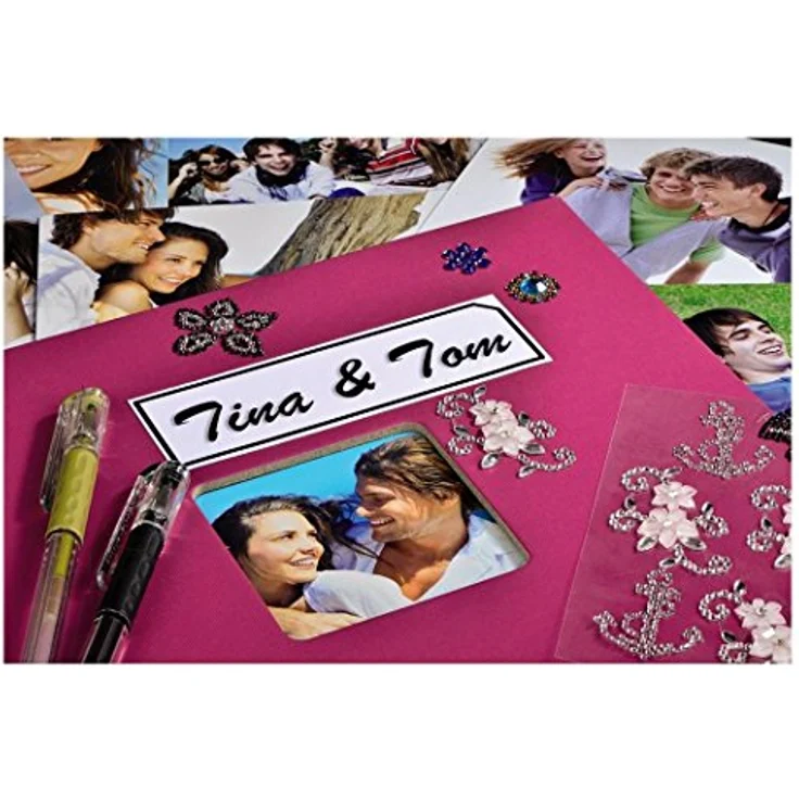 Hama Jumbo Fotoalbum, 36 x 32 cm, 50 schwarze Seiten, 25 Blatt, mit Ausschnitt für Bildeinschub, Fotobuch pink - Preisvergleich – Bild 6