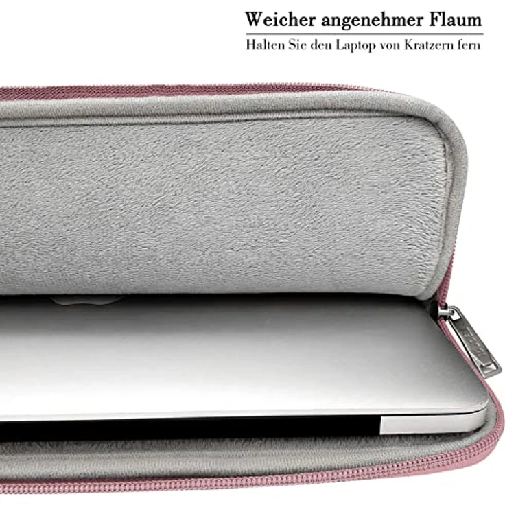 TECOOL Laptoptasche 15,6 Zoll, wasserdichte Notebook-Schutzhülle mit stoßfester Polsterung, Rosa – Bild 5